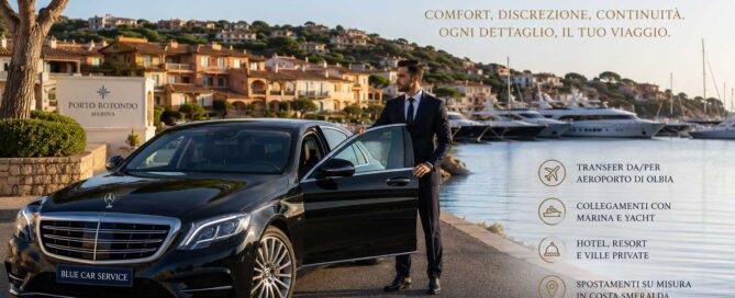 uxury transfer Porto Rotondo con chauffeur e auto elegante vicino alla marina