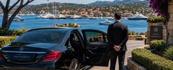 Private chauffeur service in Costa Smeralda with luxury vehicle and dedicated transportation