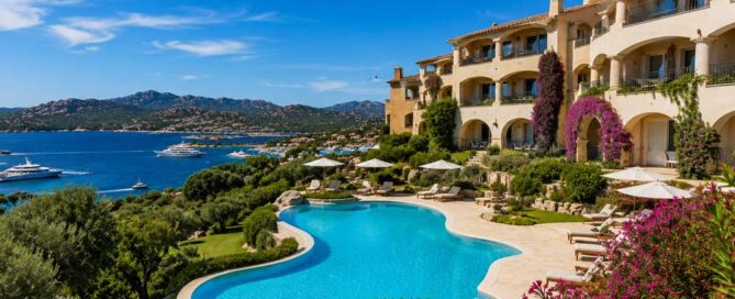 Luxury hotel overlooking the sea in Costa Smeralda, Sardinia