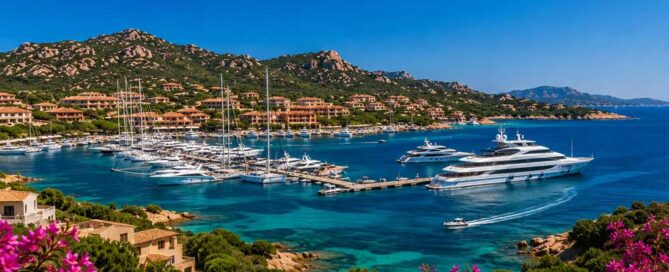 Luxury yacht transfer service in Costa Smeralda marina with private chauffeur connections